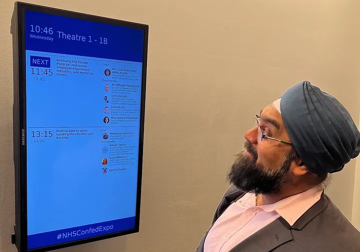 Agenda displayed on a screen image