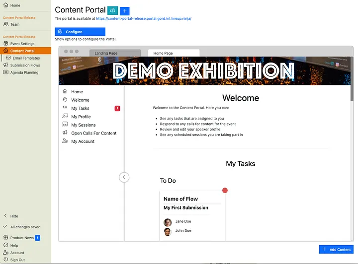 Lineup Ninja — April 2025 Release Notes: Content Portal
