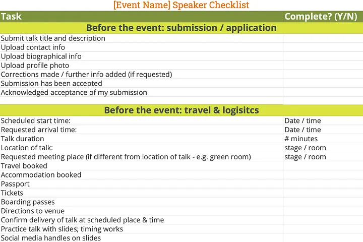 What Should You Include in a Speaker Checklist?